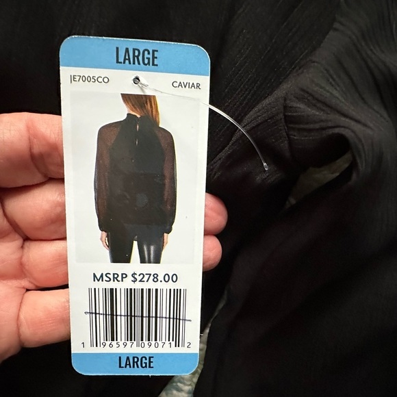 Nwt Joie Long Sleeved Chiffon Black Smocked Blouse Top - Picture 10 of 11